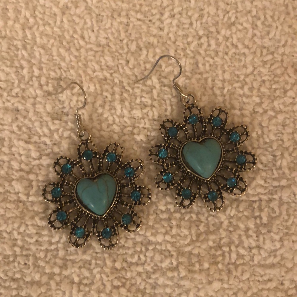 Turquoise heart earrings